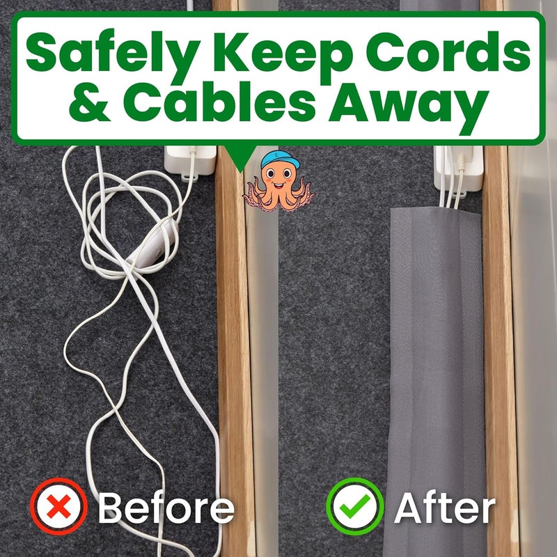 ECOHomes Carpet Cord Cover to Hide Cables, Cords, Wires On Floor - Cord Covers Strip Wire Protector & Cable Management Keep Electric Cables Organized, for Homes & Office (Grey, 4 Inch x 10 FT) - Image 4